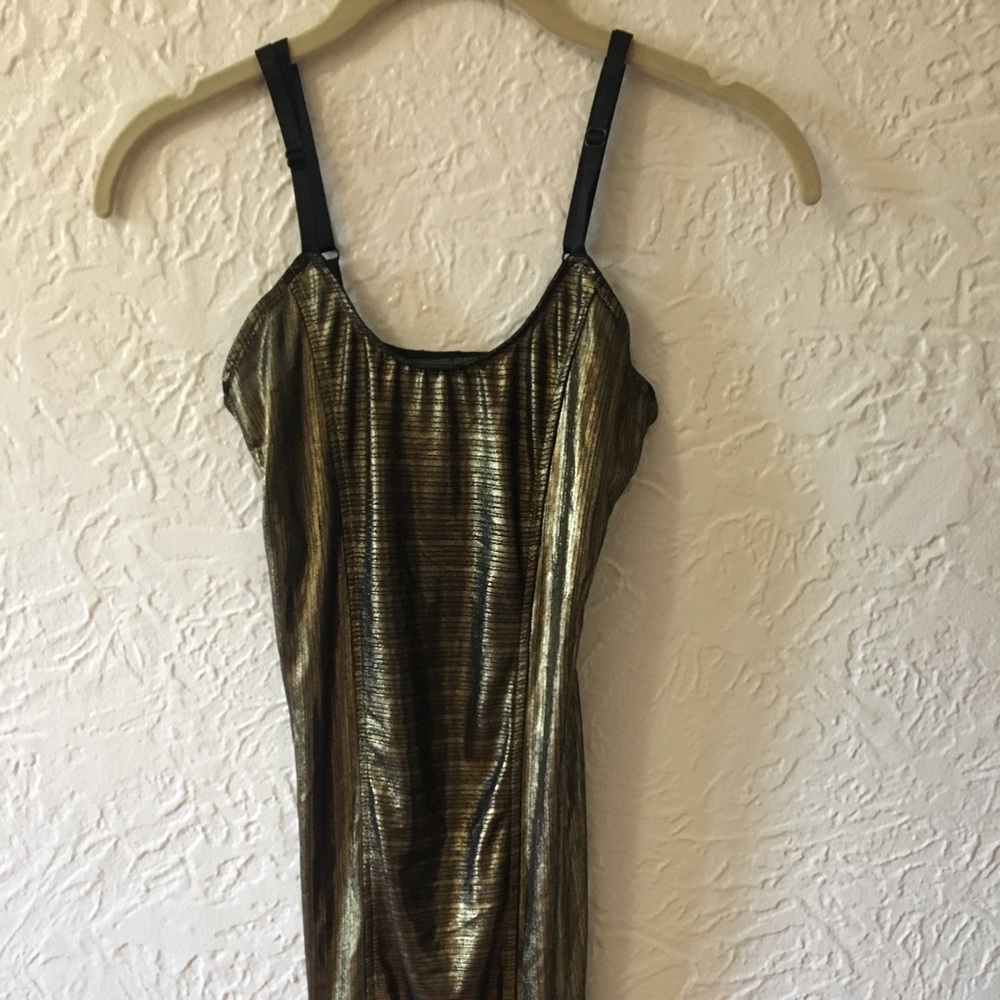 Slinky gold dress
